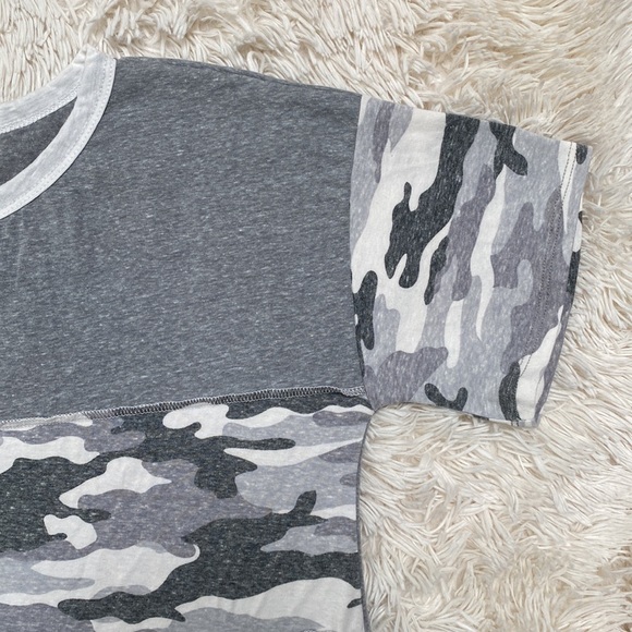 BiBi Camo Ringer SS Tee 💗 Gray & White - Picture 6 of 9